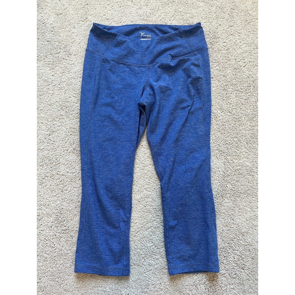 Old Navy Active High-Waisted Run Leggings Women Sz M Bright Blue Stretch Go Dry